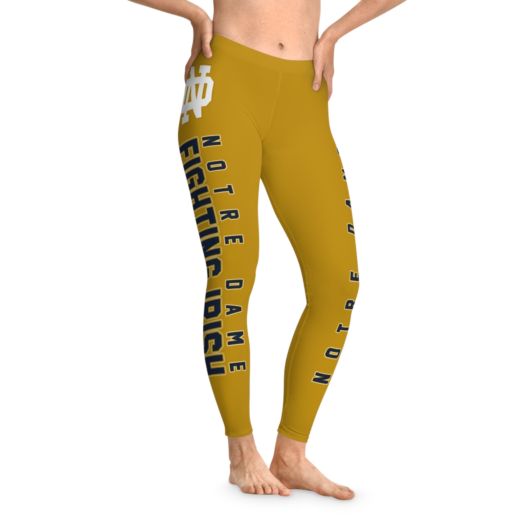 Notre Dame Fighting Irish Stretchy leggings Gold JZ FAN CAVE