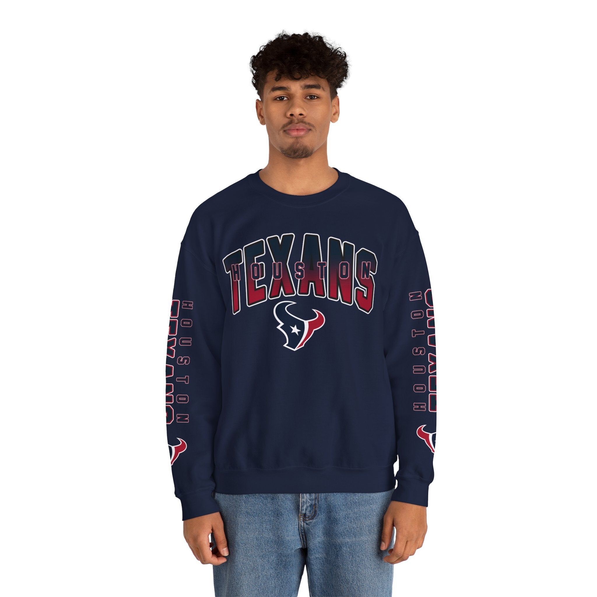 Houston Texans Crewneck Sweatshirt Unisex Gradient JZ FAN CAVE